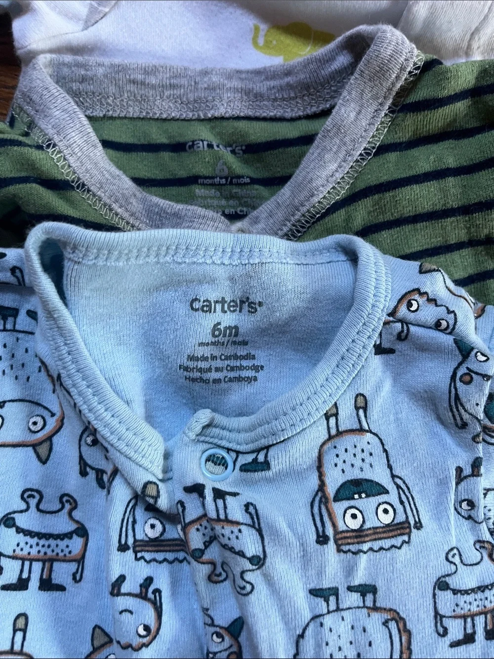 Blue Monster Print Footed One-Piece Pajama for Kids st of 3